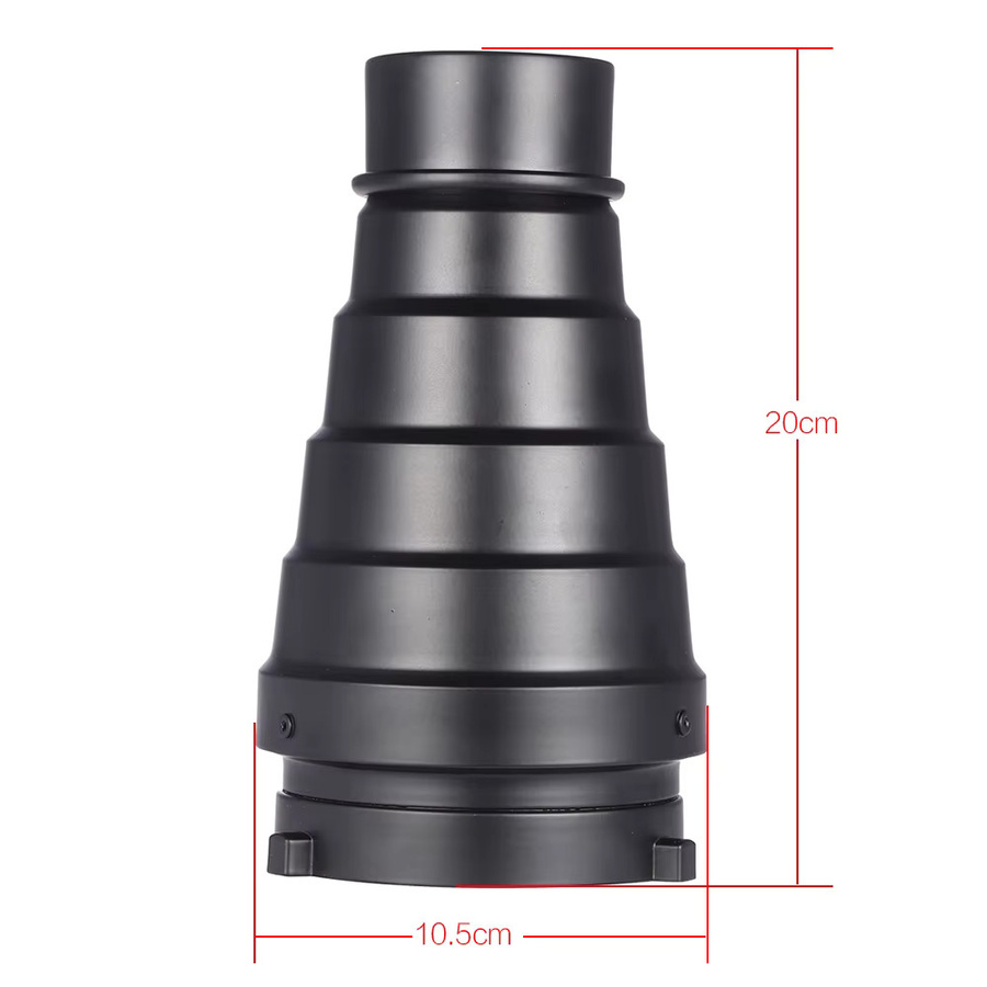 Andoer Konischer Metall-Snoot mit Wabengitter und 5-teiligem Farbfilter-Set für Bowens Mount Studio-Blitze, Schwarz - Bild 2