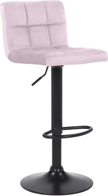 DELUKE Barhocker RIVAN Barstuhl aus Samt in Rosa mit Lehne und Metallgestell, B/T/H: 40 x 40 x 85 cm - Bild 1
