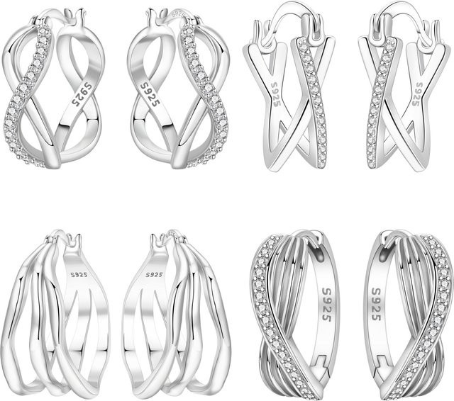 Orstarry Creolen, 925 Sterling Silber, Infinity-Symbol-Kreuz-Twist, Damen - Bild 1