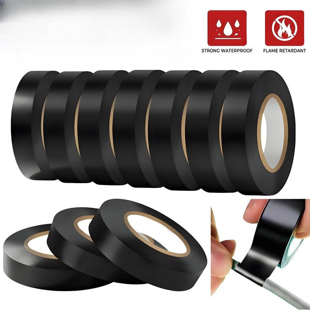 Schwarzes selbstklebendes Isolierband aus PVC für elektrische Sicherheit und Hitzebeständigkeit - Bild 1