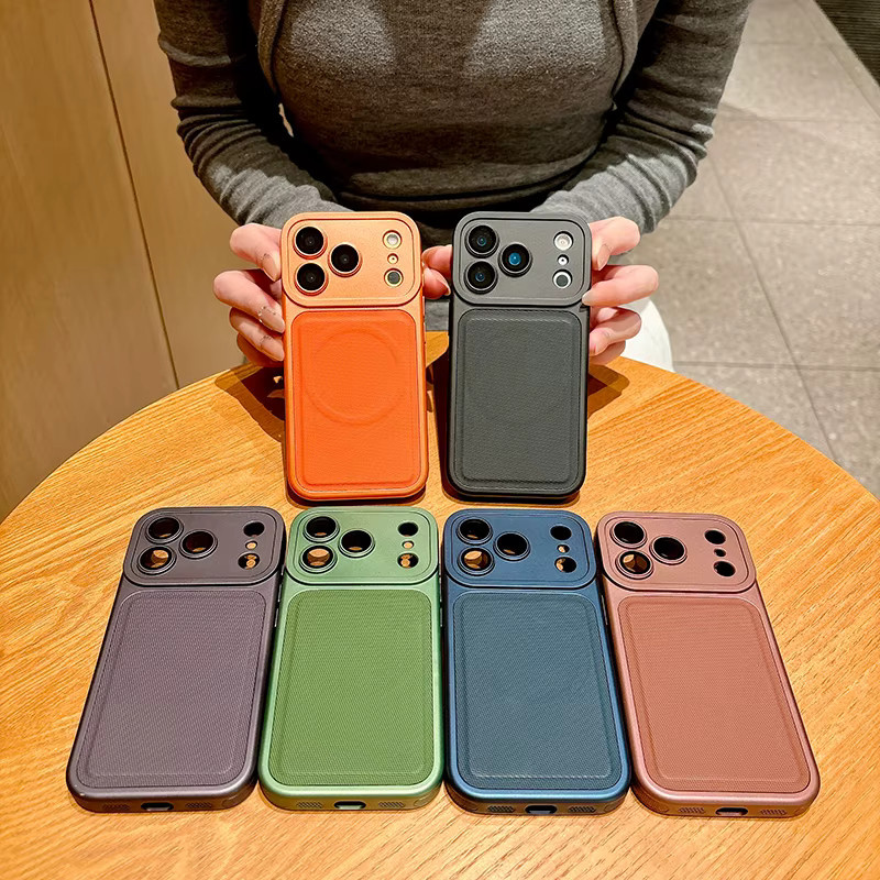 Magnetische Handyhülle für Apple iPhone 17 16 15 14 13 Pro Max mit rutschfester Textur und integriertem Objektivschutz in Blau - Bild 5