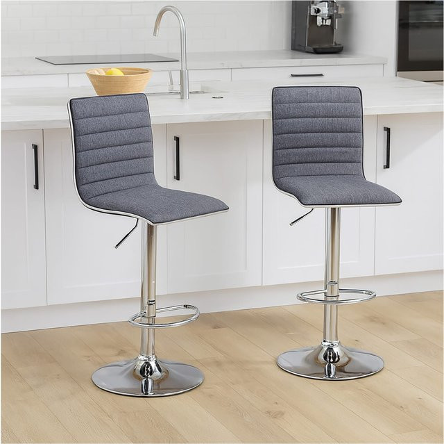 HTI-Living Barhocker Jax 2er Set in Grau mit Stoffbezug und Metallgestell - Bild 1