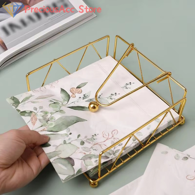 Quadratischer Serviettenhalter aus Metall von WHPHous mit gewichtetem Arm in Schwarz oder Gold - Bild 2