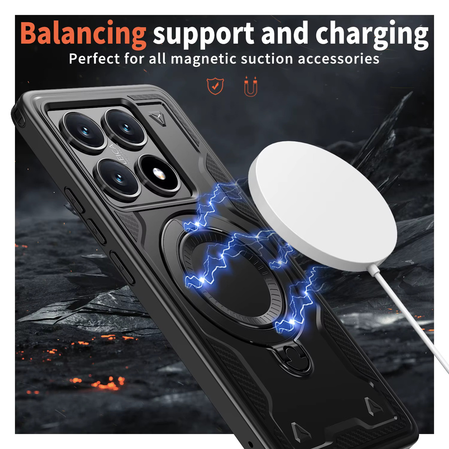 Stoßfeste Schutzhülle für Xiaomi 15T und 14T Pro mit magnetischer kabelloser Ladefunktion in Schwarz und Lila - Bild 3
