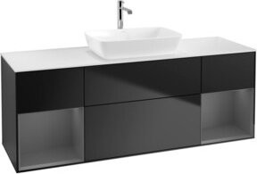 V&B Waschtischunterschrank Finion mit Wandbeleuchtung, Blau lackiert, Breite: 160 cm - Bild 1
