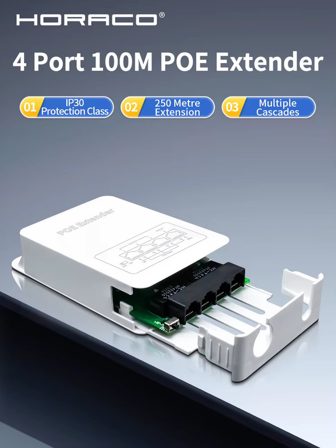 HORACO 4 Port PoE Extender 100m Outdoor PoE Repeater IP30 in Weiß für PoE Kameras und Wireless APs - Bild 6