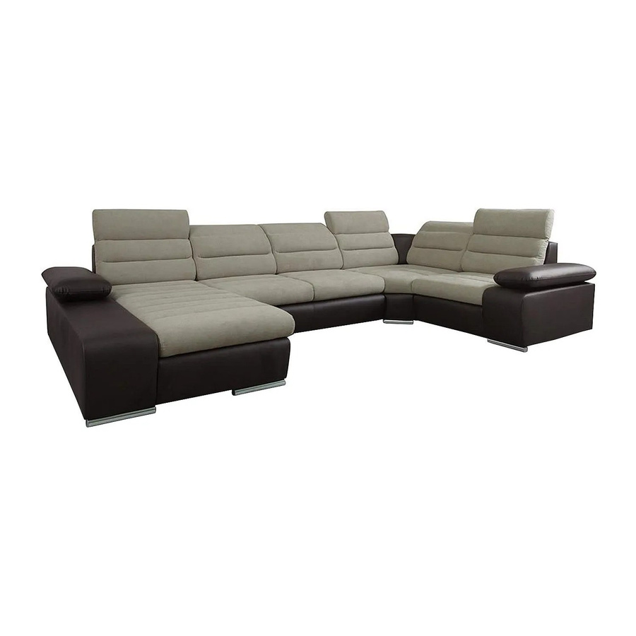Vente-unique Schlafsofa Boileau in Schokobraun und Beige mit Schlaffunktion und Armlehnen in L-Form - Bild 2
