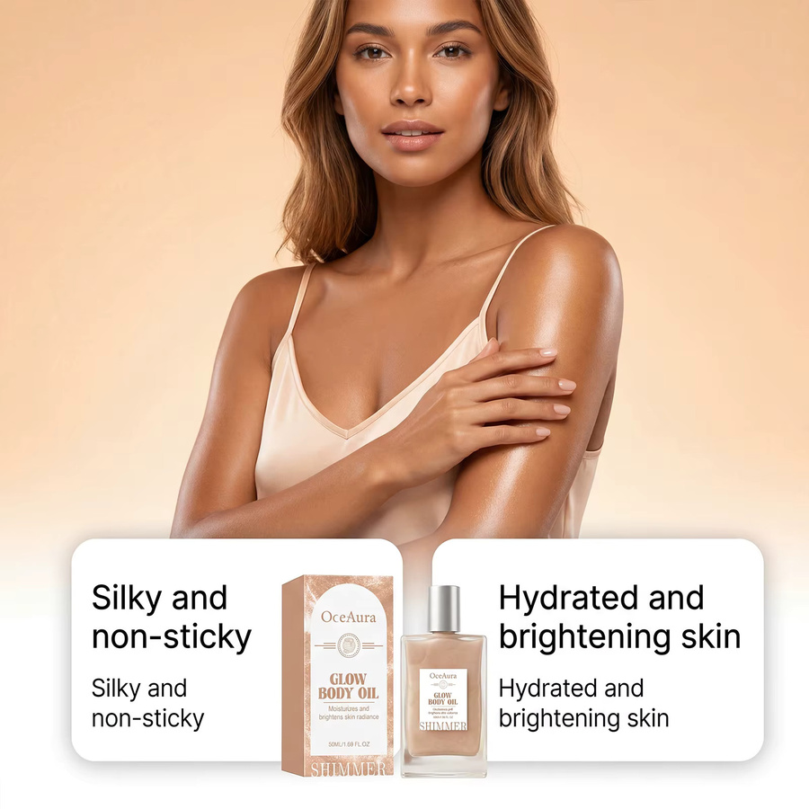OceAura Glow Körperöl, 50 ml, mit Honigextrakt & Kokosöl, glänzend - Bild 2