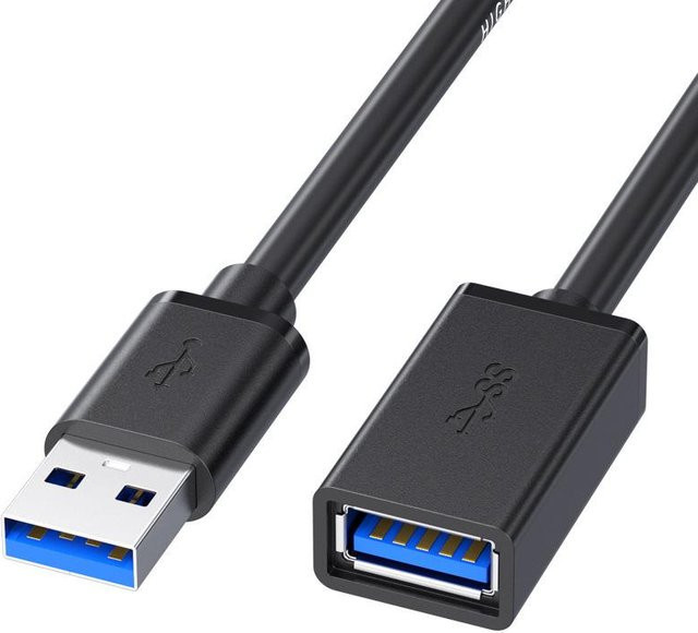 USB 3.0 Verlängerungskabel Stecker auf Buchse für Datenübertragung in Schwarz, Länge: 0,3 m - Bild 1