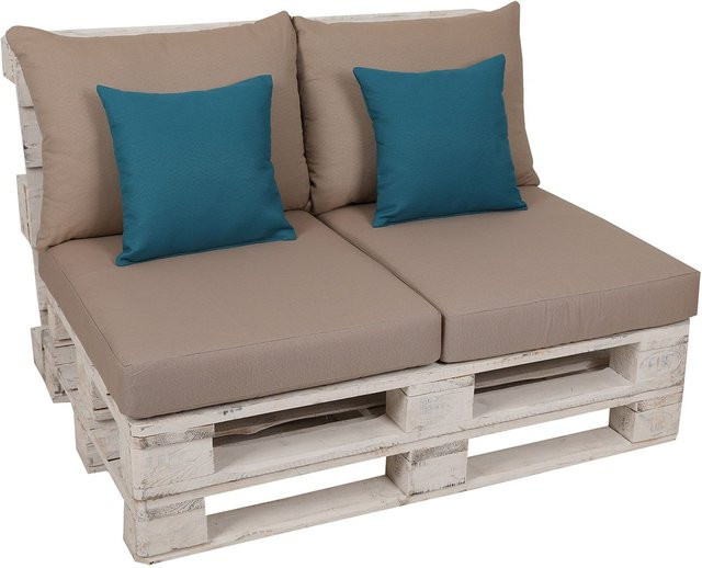 GO-DE TEXTIL Loungemöbel Paletten-Kissen 2-teilig wasserabweisend in Beige und Petrol - Bild 1
