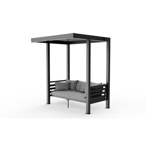 Mr. GARDENER Pergola Lounge in Anthrazit mit grauen Kissen, B/T/H: 202 x 169 x 238 cm - Bild 2