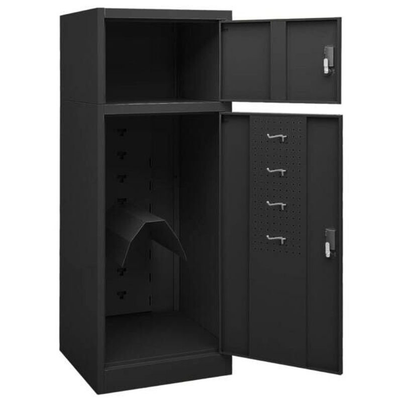 vidaXL Sattelschrank aus Stahl in Anthrazit mit Schloss und Regalböden, B/T/H: 53 x 53 x 140 cm - Bild 2