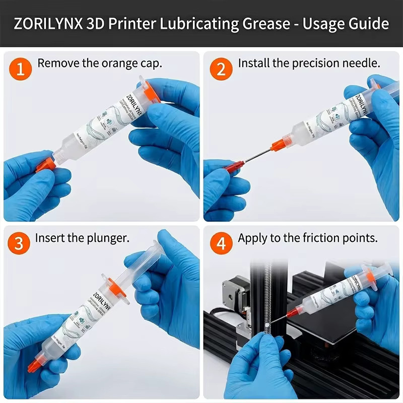 ZORILYNX 3D-Drucker-Schmierfett in der 10 g Spritze zur Reibungs- und Geräuschreduzierung für Schienen und Gewindespindeln - Bild 5