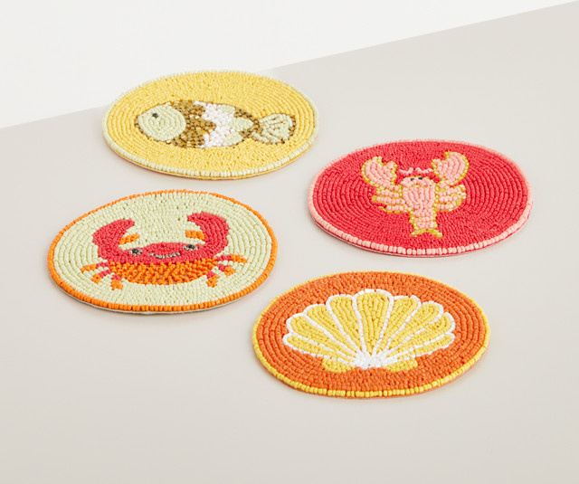 Tischuntersetzer Sommer 4er-Set von BLUME2000 in Multicolor (Gelb, Rot, Orange) rund - Bild 1