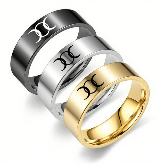 konminry Ring, Gravierter Dreifachmondgöttin-Symbol, Edelstahl, Unisex - Bild 1