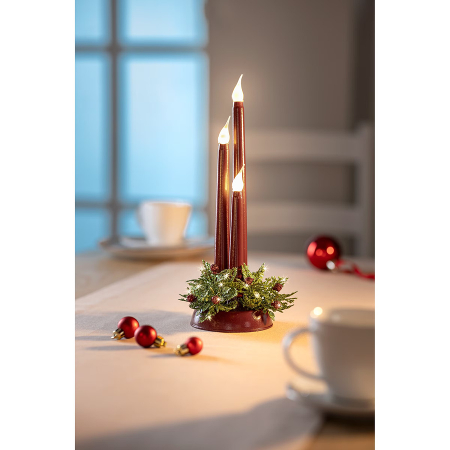 Viva Domo LED-Kerzen Trio in Rot und Grün für die Weihnachtsdekoration - Bild 2