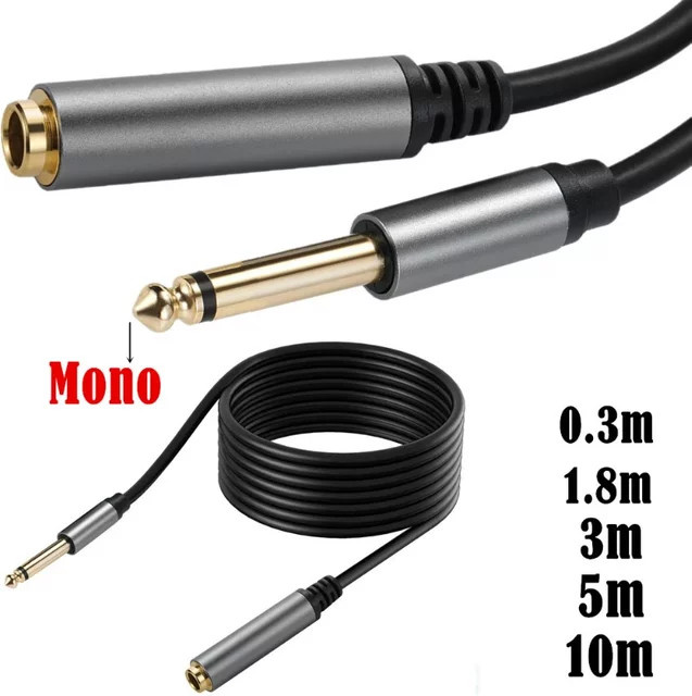 TS Mono Stereo 6,35 mm Stecker auf Buchse Verlängerungskabel Adapterleitung - Bild 1