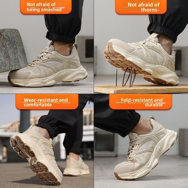 QHSPE Sicherheitsschuhe für Männer in Beige mit Stahlkappe und durchtrittsicherem Design - Bild 1