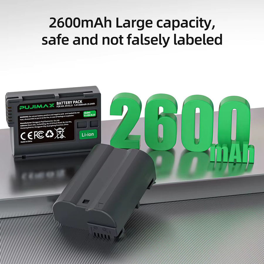 PUJIMAX EN-EL15C EN-EL15 Akku mit 2600 mAh in Schwarz für Nikon Z5, Z6, Z6 II, Z7, Z7II, D7000, D7100, D7200, D850, D750, D7500, D810, D500, D800 - Bild 5
