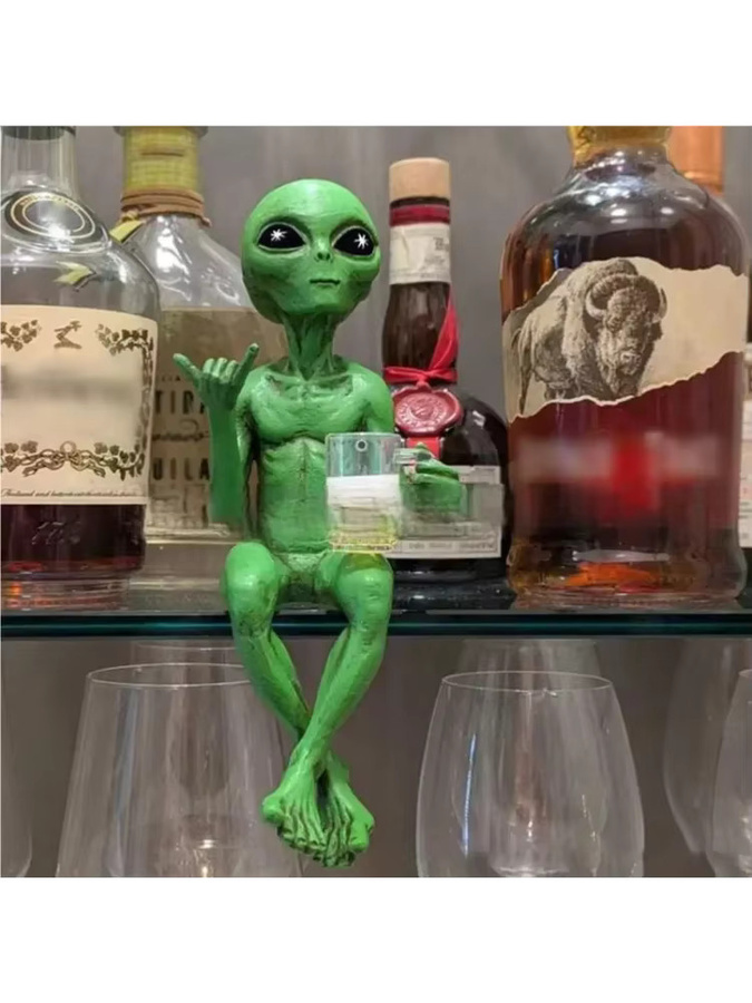 Alien-Invasion Party Alien Männliche Hang-Loose-Figur mit Bier in Grün, Höhe: 15,0 cm - Bild 6