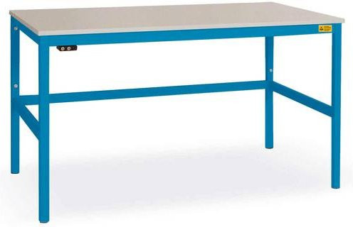 Manuflex CANTOLAB ESD-Arbeitstisch Standard mit Kautschukplatte, Blau, B/T/H: 160 x 80 x 76,2-78,8 cm - Bild 1