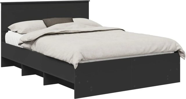 vidaXL Bettrahmen mit Kopfteil in Schwarz aus Holzwerkstoff, Breite: 160 cm, Länge: 200 cm - Bild 1