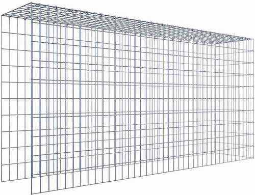 Gabiona Anbaukorb Typ 4 aus Stahl in Silbergrau, B/H/T: 100 x 200 x 40 cm, Maschenweite 5 x 10 cm - Bild 1
