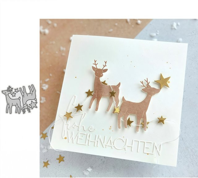 Metall Stanzform Rehkitz für Scrapbook und Kartenherstellung in Silber - Bild 1