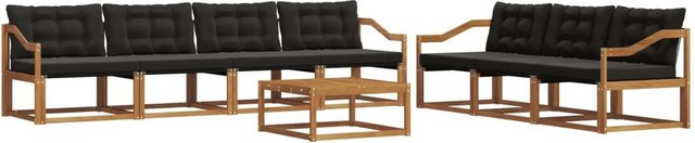 vidaXL Outdoor-Sofagarnitur 8-tlg. aus Akazienholz mit Textilene und Kissen in Natur und Schwarz - Bild 1