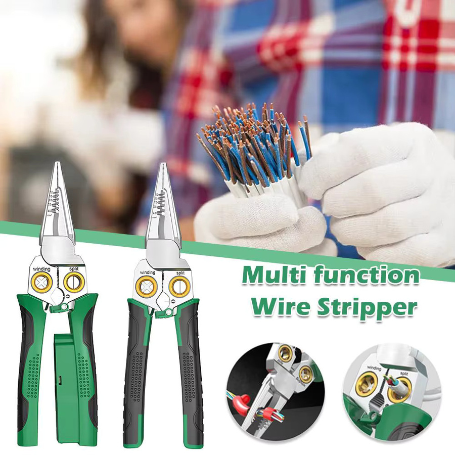 KITPIPI Multifunktions-Abisolierzange aus Edelstahl als 5in1 Elektriker-Werkzeug mit Crimpzange und Drahtschneider - Bild 3