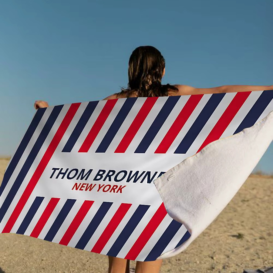 T-Thom Strandtuch für Mädchen in B-Brown, bunt gestreiftes Mikrofaser-Badetuch, schnell trocknend und sandfrei - Bild 4