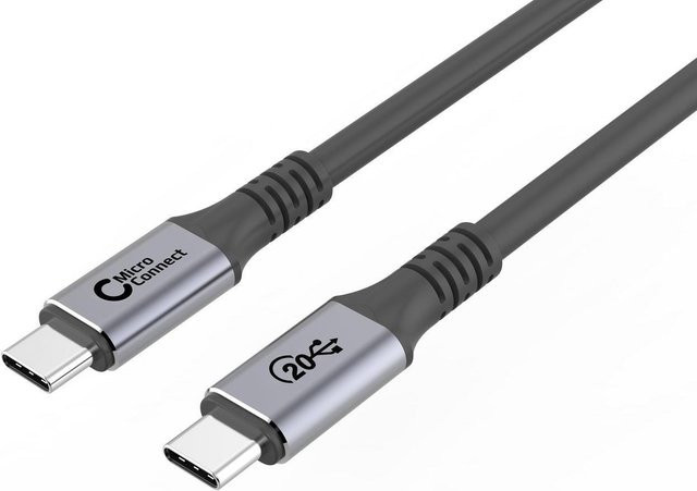 MicroConnect Premium USB-C auf USB-C Kabel, USB 3.2 Gen 2, 100 W Stromversorgung, 4K 60 Hz Support, Schwarz, Länge: 3,0 m - Bild 1