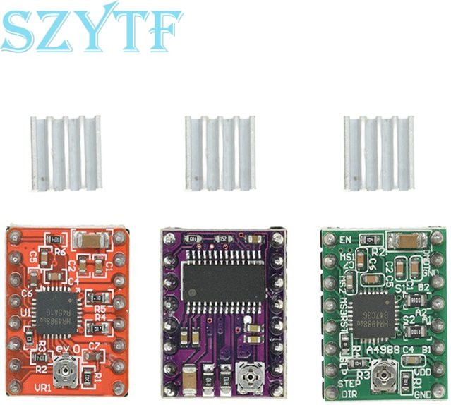 SZYTF Reprap Stepper Treiber A4988 und DRV8825 Schrittmotor Treiber Modul mit Kühlkörper in Grün für 3D-Drucker - Bild 1