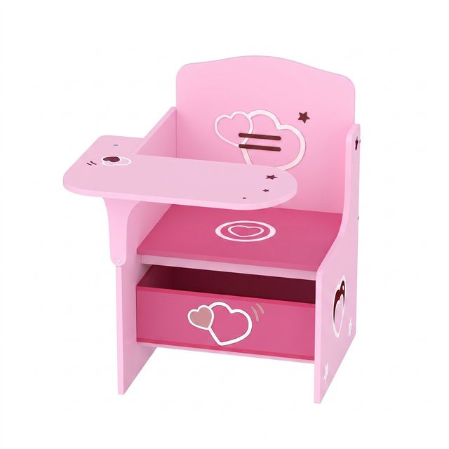 AIYAPLAY Kindertisch mit Stuhl Set 2-in-1 mit integrierter Sitzgruppe und Stauraum, Rosa - Bild 1