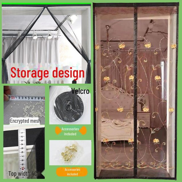 Magnetischer Sommer-Türvorhang und Fliegengitter von Trowel & Seed in Schwarz, B x H: 70 x 200 cm - Bild 1