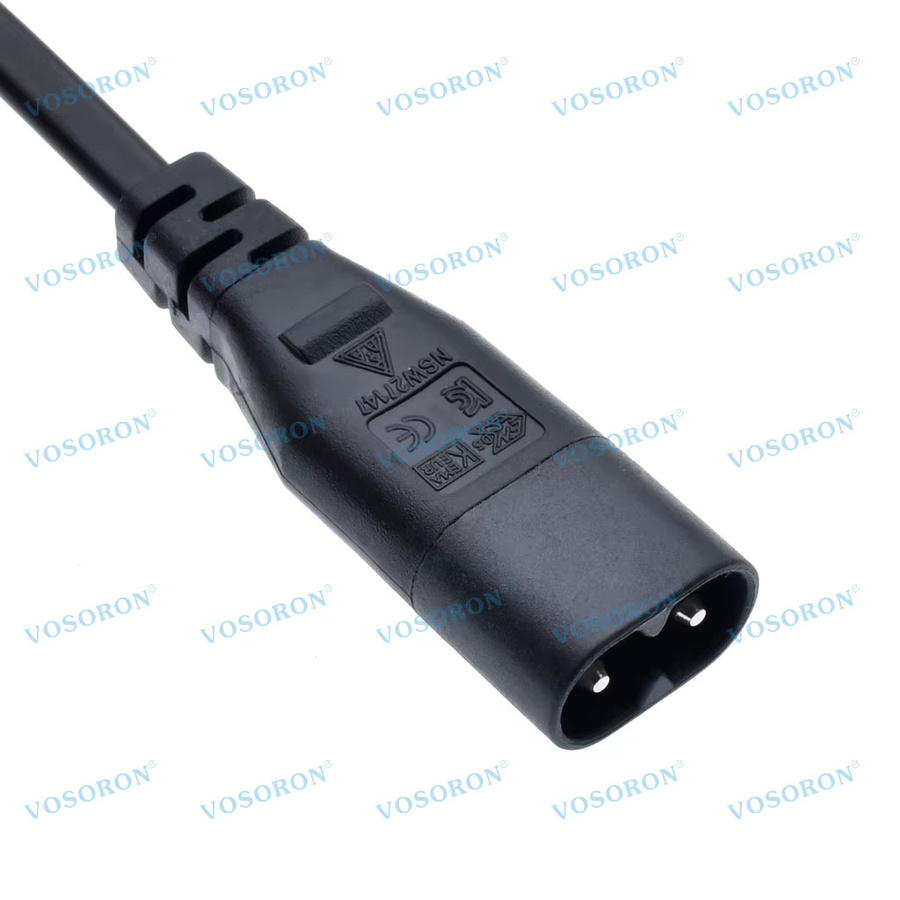 VOSORON IEC 60320 C8 auf C7 Verlängerungskabel Hauptadapterkabel, Schwarz - Bild 3