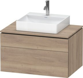 Duravit Waschtischunterschrank L-Cube in Braun Matt, wandhängend mit 1 Schublade und 1 Auszug, B/T/H: 82 x 55 x 48,2 cm - Bild 1