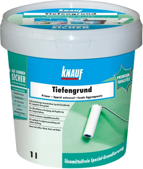 Knauf Tiefengrund LF 1, schnelltrocknender Synthetikharz-Tiefengrund in Weiß oder Transparent, 10,0 l - Bild 1