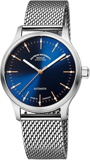 Mühle Glashütte Armbanduhr Panova, Automatik, Edelstahl, Blau, 40 mm, Herren - Bild 1