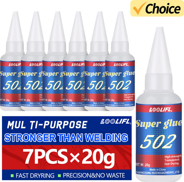 LOOLIFL 502 Superkleber Cyanacrylat Flüssigkleber transparent für Leder, Gummi, Holz und Metall - Bild 1