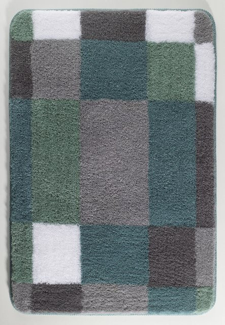 Badteppich EDGE in Blau und Grau mit modernem Grafikdesign, B/T: 150 x 80 cm - Bild 1