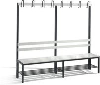 C+P Garderobenbank Basic mit Schuhrost in Schwarzgrau/Lichtgrau, H: 165,0 cm, B: 196,0 cm, T: 40,3 cm