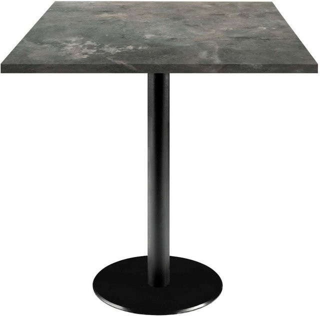 RestooTab Tisch Rome quadratisch mit Stein-Dekor in Graublau und schwarzem Gestell, B/T/H: 70 x 70 x 75 cm - Bild 1