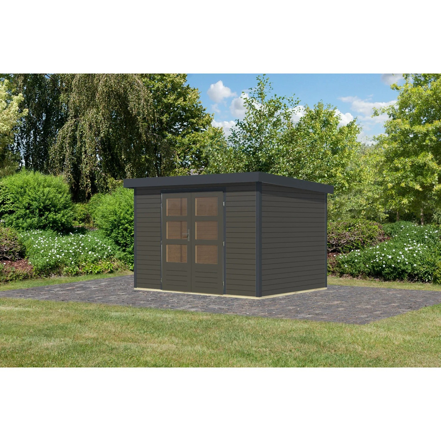 Karibu Gartenhaus Diego 4 B in Terragrau/Anthrazit mit Metall-Holz-Kombination B: 298 cm, T: 209 cm, H: 213 cm - Bild 2