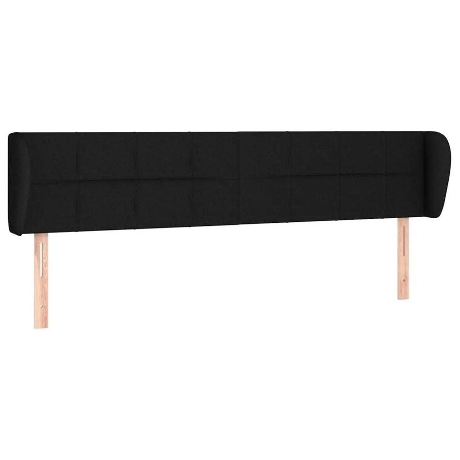 vidaXL Kopfteil mit Ohren in Schwarz aus Stoff und Lärchenholz, B/T/H: 183 x 23 x 78/88 cm - Bild 2