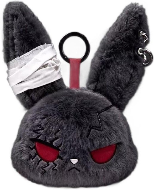 Taschenanhänger Gothic Schwarzes Kaninchen Plüsch, Unisex - Bild 1