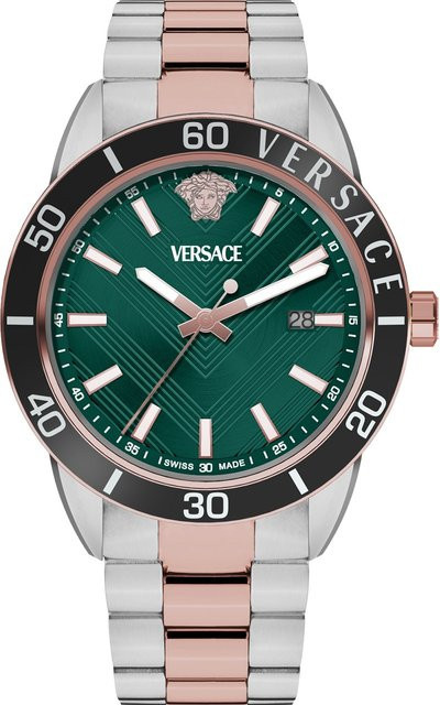 Versace Herrenuhr Greca Urban, Quarz, Edelstahl, Grün, 43 mm, 5 ATM - Bild 1