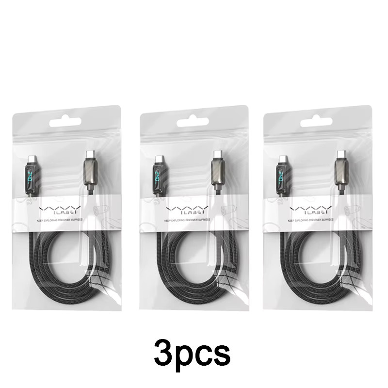 Vyvylabs Typ-C-auf-Typ-C-Ladekabel mit Digitalanzeige 240W in Schwarz - Bild 6
