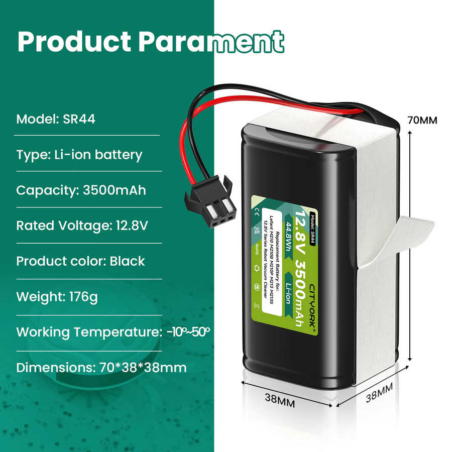 Hochleistungsakku 3500 mAh für Lefant M210 210B 210P M213 M213B sowie OKP Life K2 K1 Serie Roboter-Staubsauger in Schwarz - Bild 6