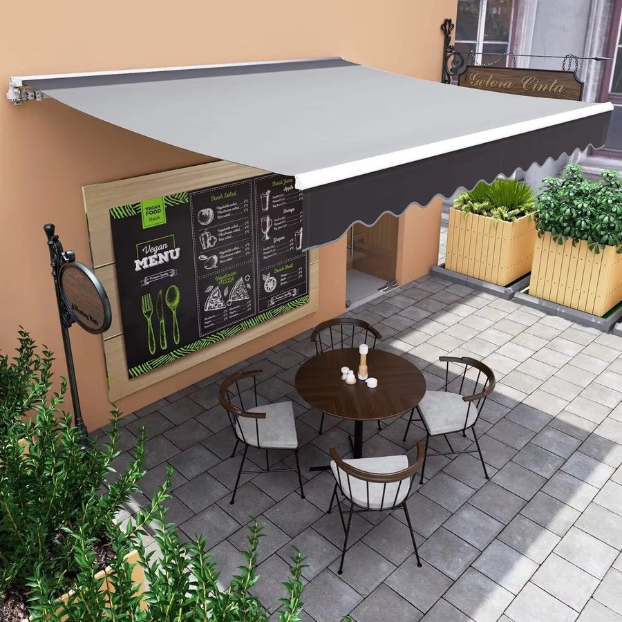 Homfa Terrassenmarkise mit Gelenkarm in Grau, manuell faltbar, wasserdichter Polyester-Sonnenschutz mit UV50+, B/H: 250 x 120 cm - Bild 4
